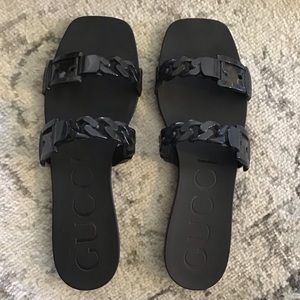 Gucci Black Rubber Slide Sandal size 38